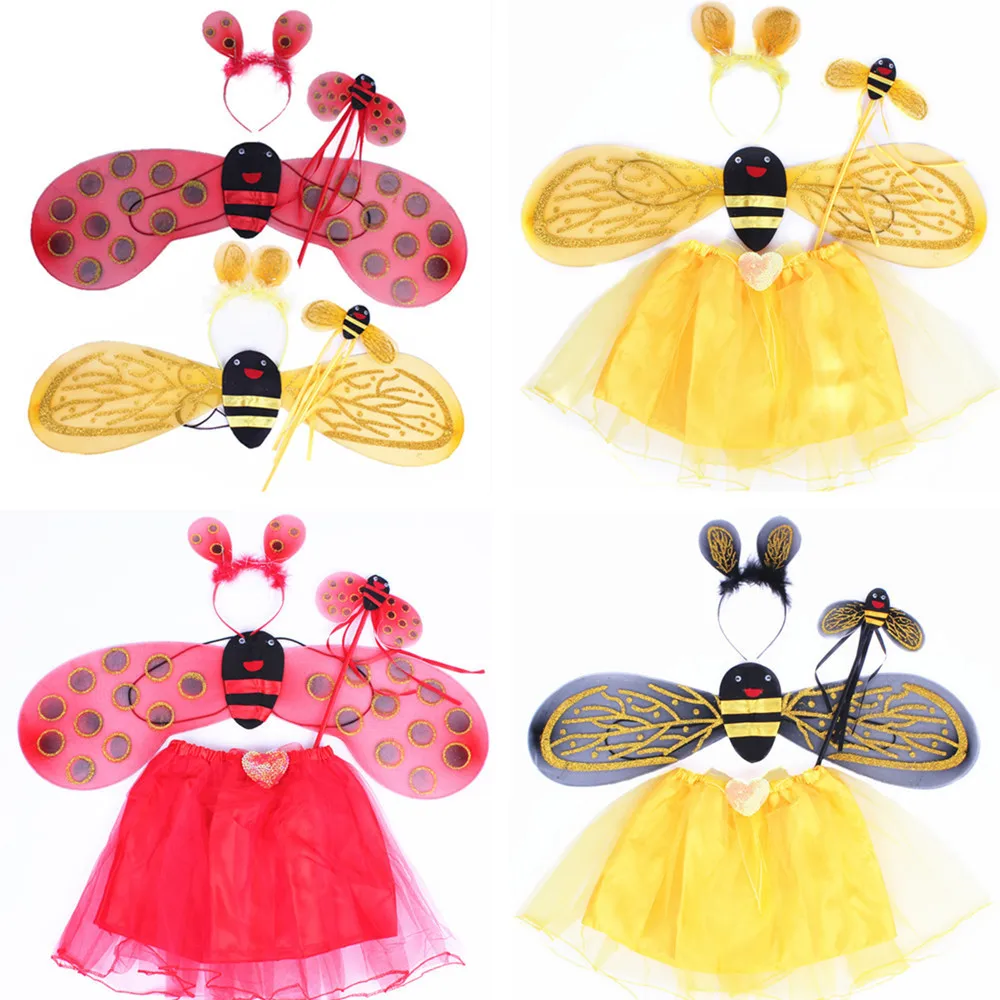 

Angle Wing Fancy Dress Butterfly Wings Party Performs Bee Ladybird Headpieces Costume Show up Stage Decoration Props for Kids