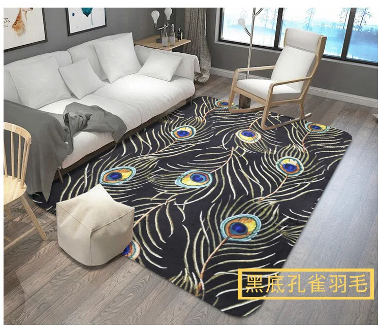 Этнический стиль рисунок в виде Павлиньего пера ковры для гостиной спальни Tapete диван журнальный Столик Прикроватный противоскользящие