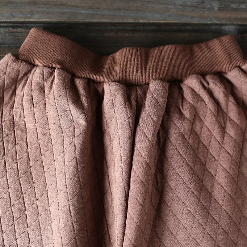 Женские хлопковые штаны-шаровары с эластичной резинкой на талии; сезон зима-осень; плотные теплые брюки; женские свободные повседневные винтажные брюки-шаровары больших размеров; A210
