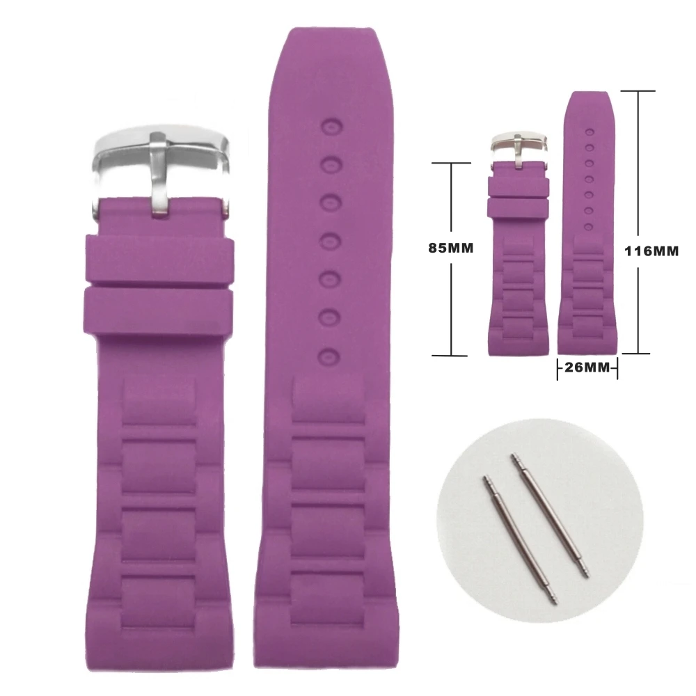 

26mm Purple Daffodil Color Silicone Rubber Ladies Watch Band Straps WB1059U26JB