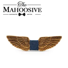 Деревянный галстук-бабочка цветок завод ручной работы перо Крылья деревянный лук галстук-бабочка