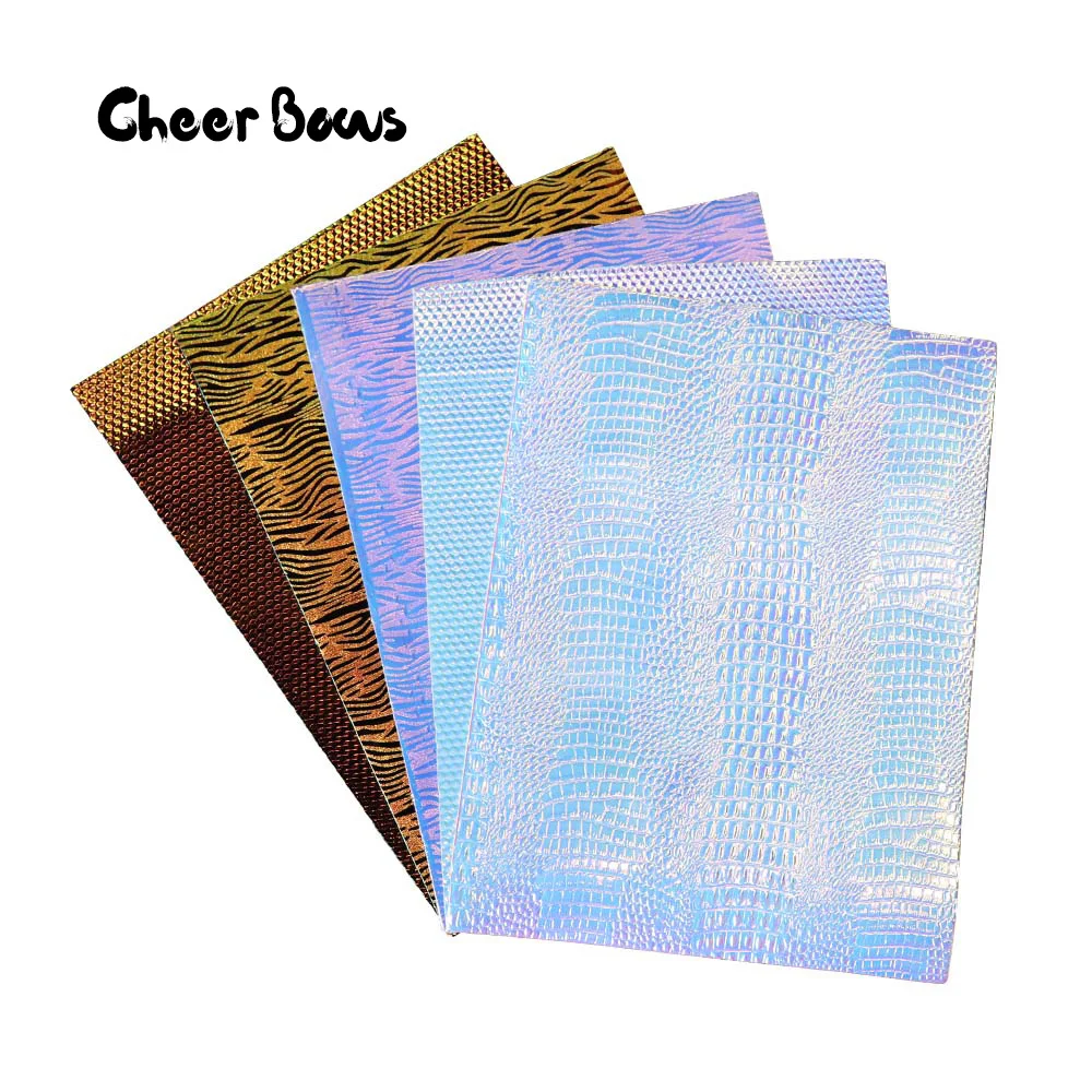

22cm *30cm Symphony Laser Leather Imitation Leather Crocodile Grain PU Leather Luggage Bag Decoration Fabric Chameleon Material