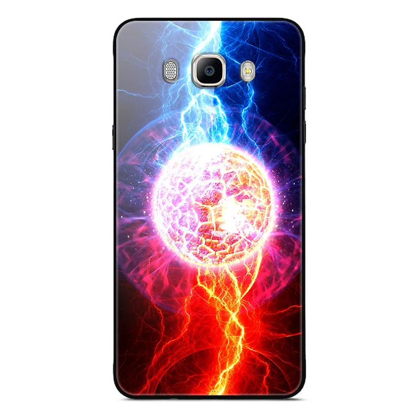 Жесткий стеклянный чехол Capas для Samsung Galaxy J7 2016 окрашенный космический закаленный