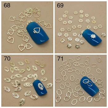 

800pcs/bag Gold Spade Anchor Hollow Oval Circle Sequins Nail Art Rhinestones Decorations Tips 68-71#