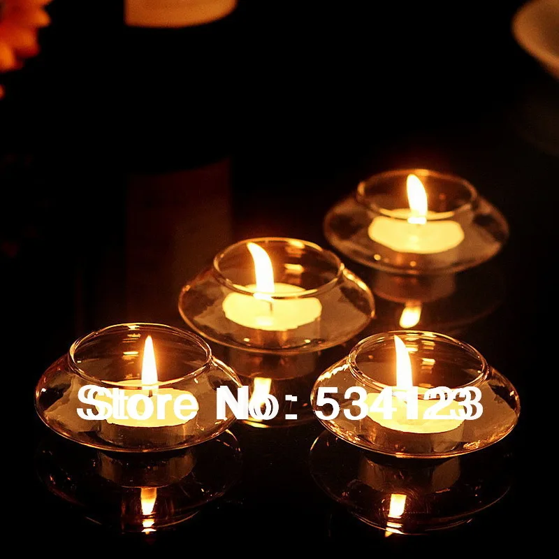 Handblown Glass Clear Floating candle holder , Clear glass bowl candlestick , floating tealight