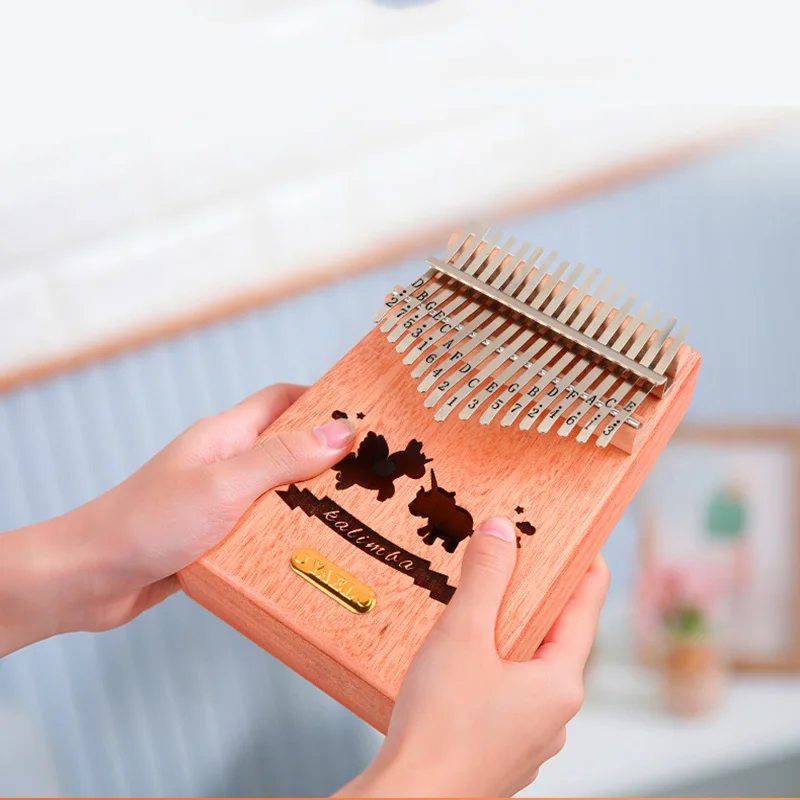 

17 Key Kalimba Mahogany Thumb Piano Mbira Natural Mini Keyboard Instrument (Bag + Tuner Hammer+Stickers + Fingerstall+ Song Book