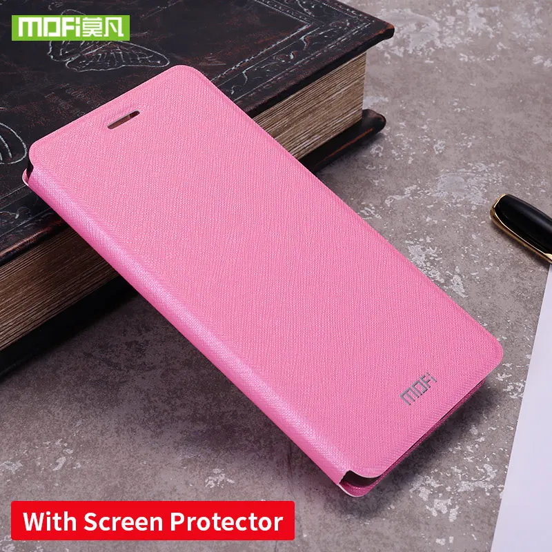 Кожаный флип-чехол Mofi для Xiaomi mi A2 Lite, чехол Smart Week Sleep Shell, полная защита Xio mi, 128 ГБ, xao mi, 64 ГБ, матовый чехол - Цвет: Pink with glass