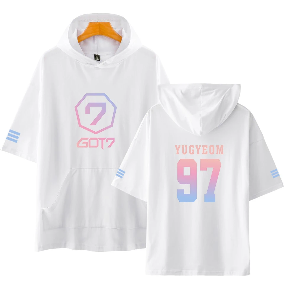 GOT7 YUGYEOM 97 футболка с капюшоном мужская крутая рубашка Kpop летняя/осенняя одежда в