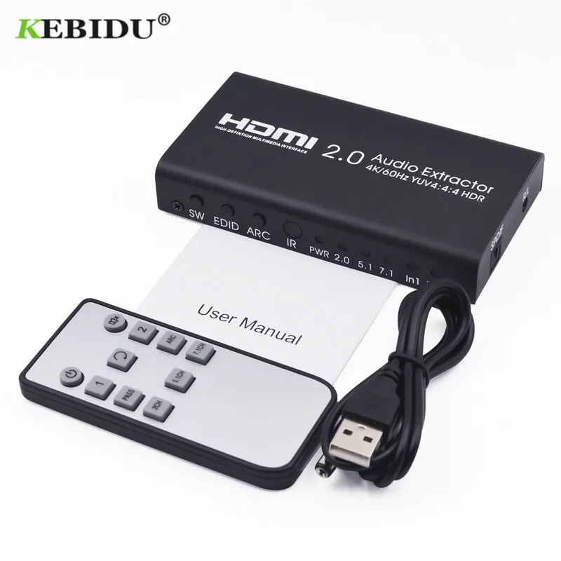 

Kebidu 2*1 HDMI Switch 4K HDCP 2.2 ARC with DAC 5.1CH Audio Decoder Support DTS Dolby Digital-to-Analog Converter YUV 4:4:4 HDR