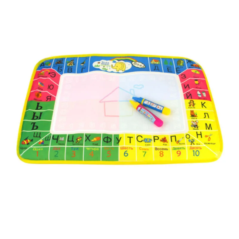 

73x49cm Russian Language 3D Magic Water Drawing Mat Children Kids Writing Painting Rug Doodle Drawing Board Learn Education Mats