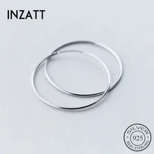 INZATT, настоящее 925 пробы, серебряные, минималистичные, геометрические, полые, Круглые, серьги-кольца для женщин, для дня рождения, вечеринки,, хорошее ювелирное изделие, подарок