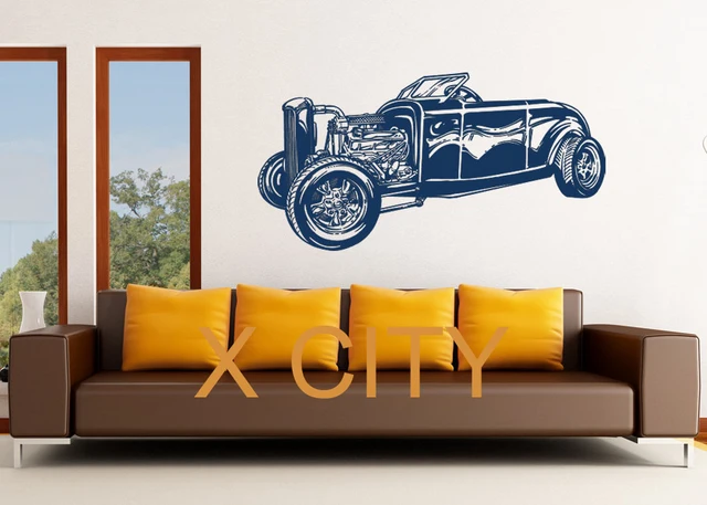 Retro Old School Hot Rat Rod Car Vintage Clic Wall Art Graphic Retro Old School Hot Rat Rod Car Vintage Clic Wall Art Graphic Sticker Cut Vinyl