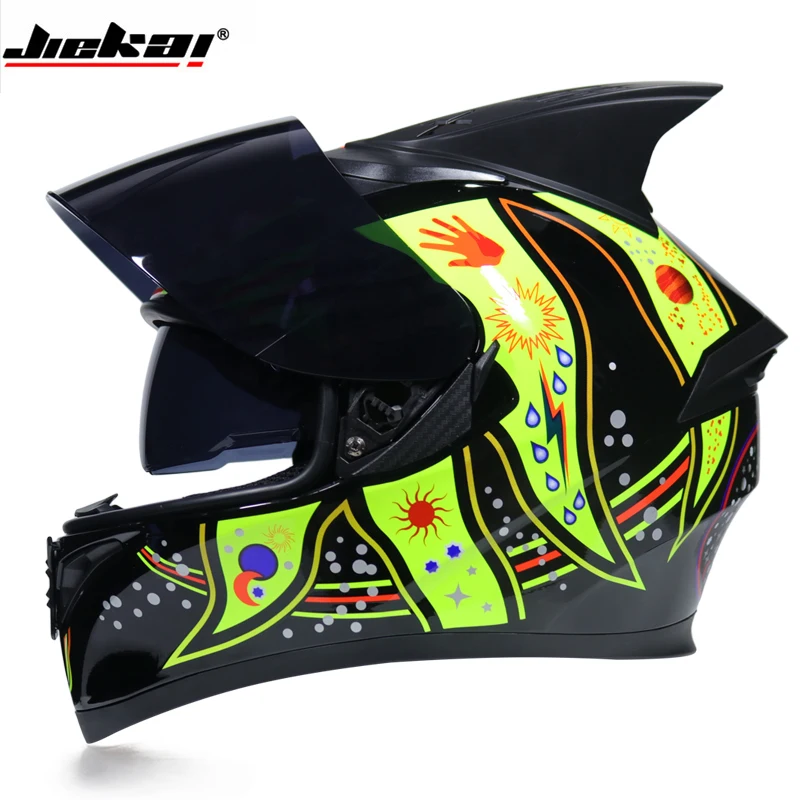 Jiekai Motocrycle шлемы зима лето полное лицо гонки мотокросса Защита Теплый мото