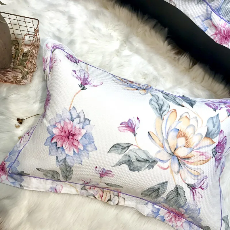 Waliicorners 4pcs Collection Floral print Duvet cover 100%Cotton Soft Bedding Set queen size king Bed sheets or fitted sheet pillow shams 49 IMG_6670