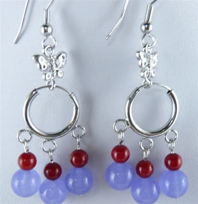 

HOT SELL - charm purple jade beads hook earrings 5.29 -Top quality free shipping