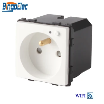 

Bingoelec French Sockets Part WIFI Wireless Wall Socket EU Standard Smart Plug Remote Control Work For Alexa Google Home