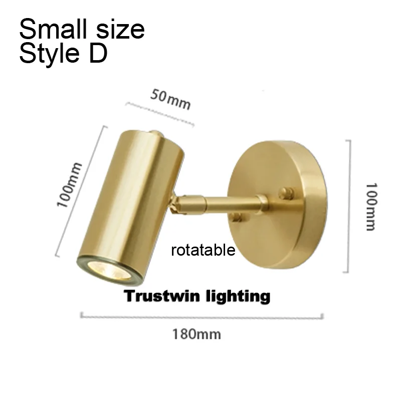 Минималистичный медный латунный настенный светильник светодиодный прикроватный Туалет Ванная комната для чтения настенный светильник светодиодный бра Современный простой золотой настенный светильник