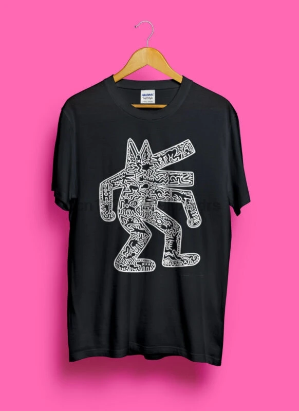 

Vintage Keith Haring Dog T Shirt 100% Cotton Top Size USA Reprint New