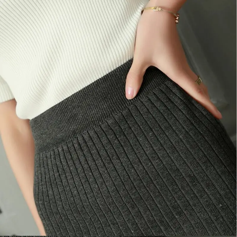 Женская трикотажная юбка карандаш средней длины с высокой талией|long skirt|pencil skirtwaist