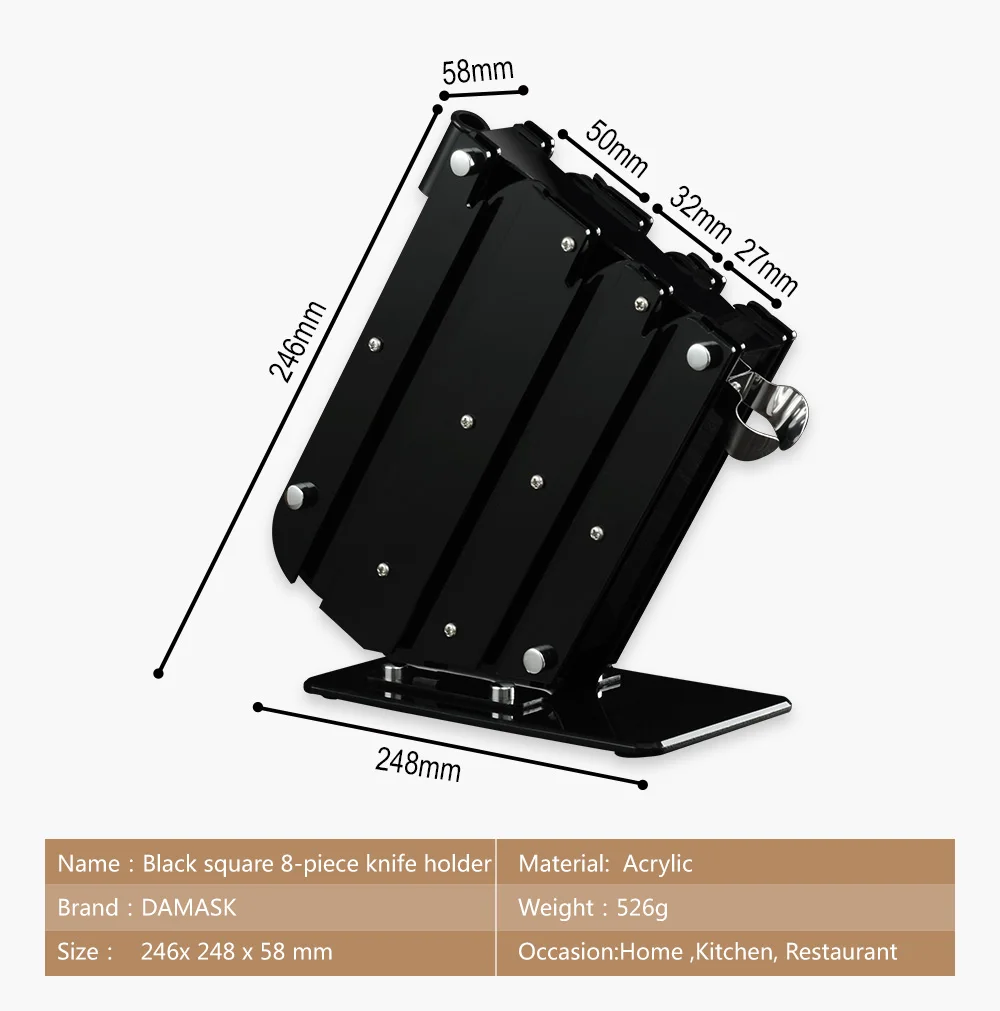 Дамасская кухонная подставка для ножей, держатель для ножей, Многофункциональная подставка для ножей из акрила и нержавеющей стали, подставка для ножей, инструменты для приготовления пищи