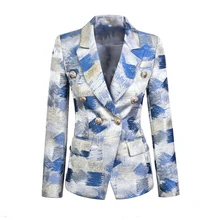 Plus Size XXXL Design Slim Quality Blazers Double Breasted Contrast Color Spring Fashion Runway Outerdoor Clothing Blazers