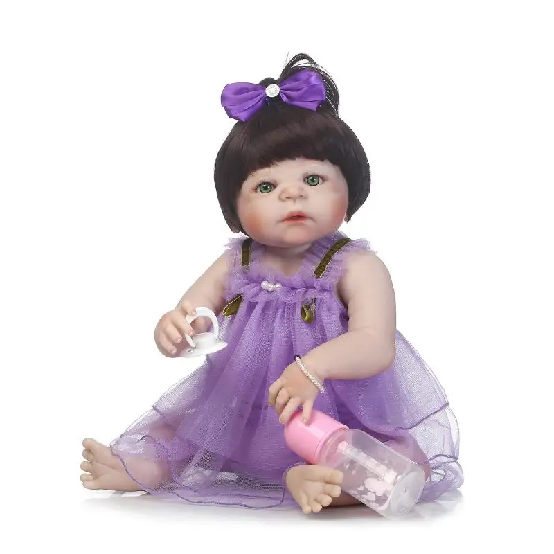 

The New listing Victoria 22" Full Vinyl Body Baby Princess Lifelike Reborn Doll in Purple Dress of Girls XMAS Gifts Toys