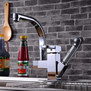 

Kitchen faucet pull out 2 water out faucet 360 rotating chrome silver swivel kitchen sink Mixer tap vanity faucet cozinha JM7774