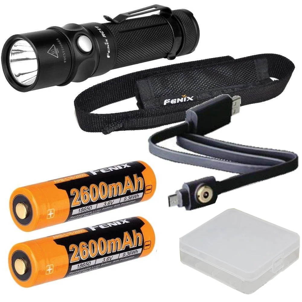 

Fenix RC11 1000 Lumen USB rechargeable CREE LED magnetic charging Flashlight EDC with 2 x Fenix 2600mAh battery,battery case