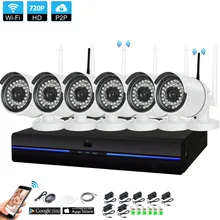 Plug and Play 6CH 1080P HD Wireless NVR Kit P2P 720P Indoor Outdoor IR Night Vision Security 1.0MP IP Camera WIFI CCTV System