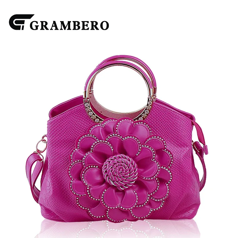

Fashion Women Evening Bag PU Leather Relief Big Flower Handbag Modern Lady Large Capacity Shoulder Crossbody Bags Top-handle Bag