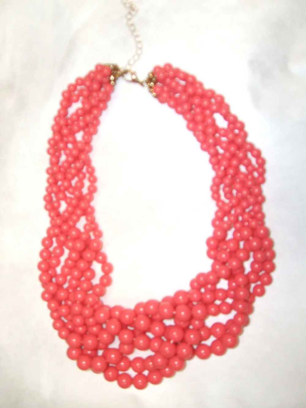 

1148 Coral Beaded Necklace, Braided, New with Tags, MUST SEE
