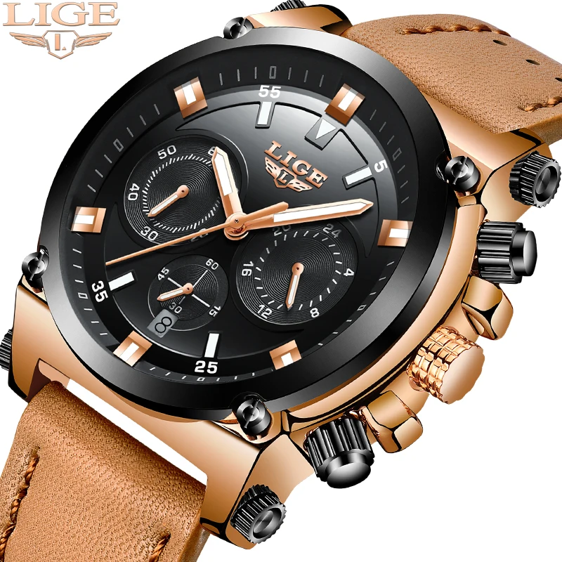 

Men Watches LIGE Sport Waterproof Luminous Leather Watches Men Business Fashion Top Luxury Brand Quartz Watch Relogio Masculino