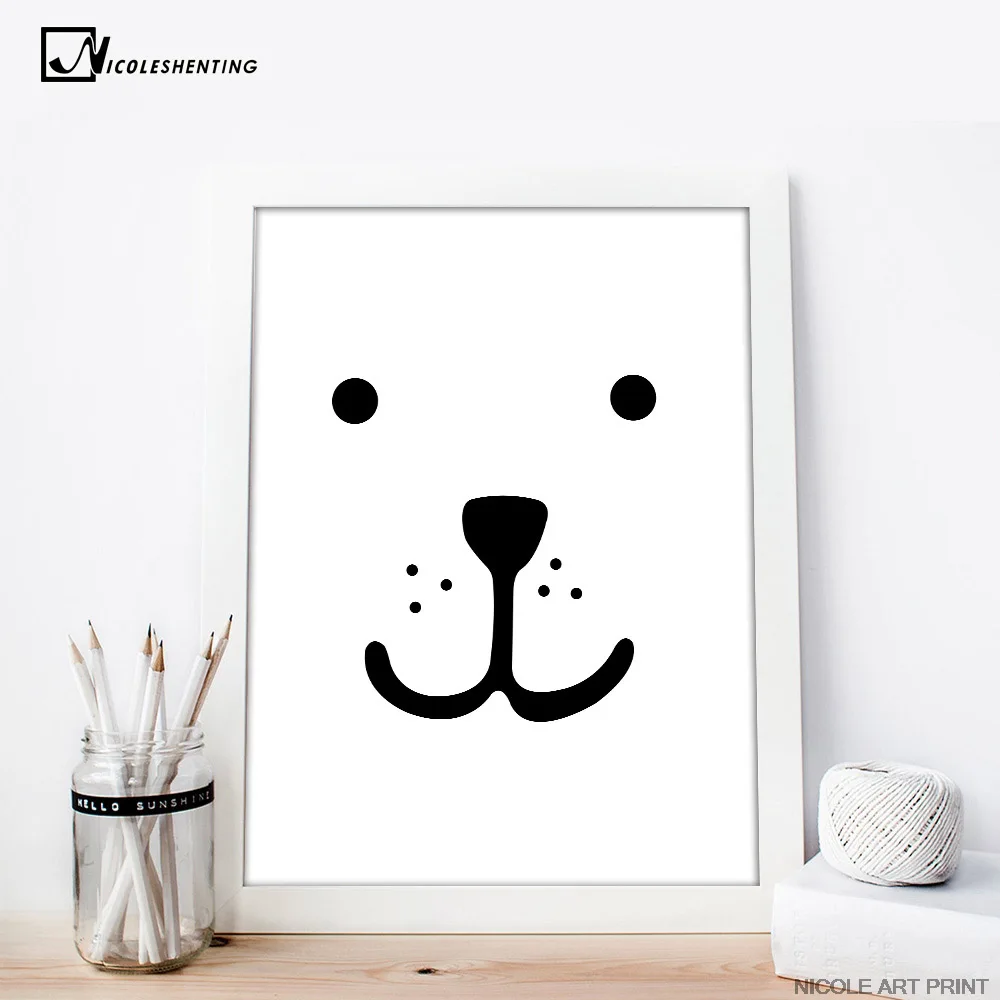 Dessin Animé Chien Sourire Visage Minimaliste Art Toile