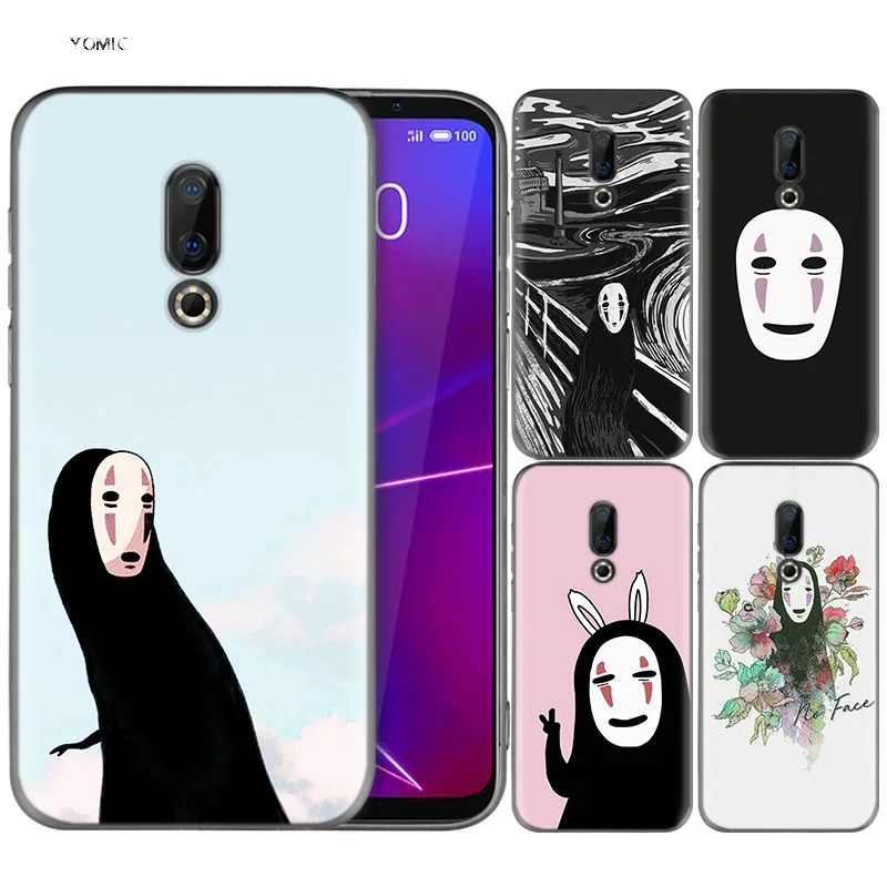

Silicone Case for Meizu 16 16th M6T Black Dark Coque Shell Cell Phone Tpu Cover Dull Polish Spirited Away No Face