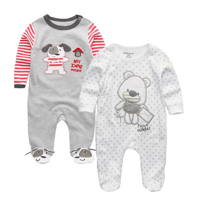 2 pieces/lots Newborn Footie Baby girl boy clothes long sleeve Cotton print New born Roupas de bebe pajamas 0-12 months - Цвет: 12