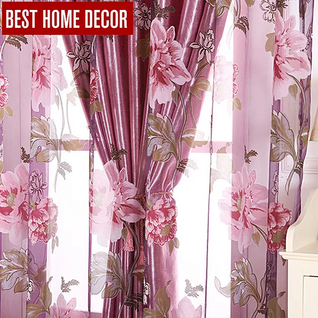 Beste home decor bloemen venster verduisterende gordijnen woonkamer ... Beste home decor bloemen venster verduisterende gordijnen woonkamer ...
