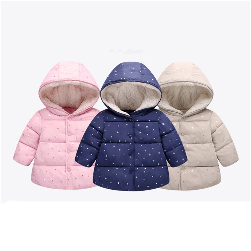 

Autumn Winter Baby Outerwear Infants Girls Hooded Printed Princess Jacket Coats first birthday Gifts Cotton Padded Clothes
