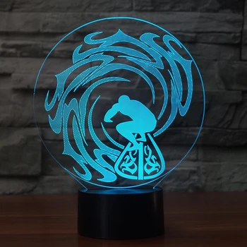 

LED RGB Surfing Lamp Touch Dimmable 3D Night Light Remote control 3D Table Lamp colorful Atmosphere Lighting