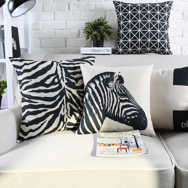Vintage Black And White Decorative Throw Pillows Cases Zebra Paris Vintage Black And White Decorative Throw Pillows Cases Zebra Paris Geometric Cushion Cover Home Decor Plaid