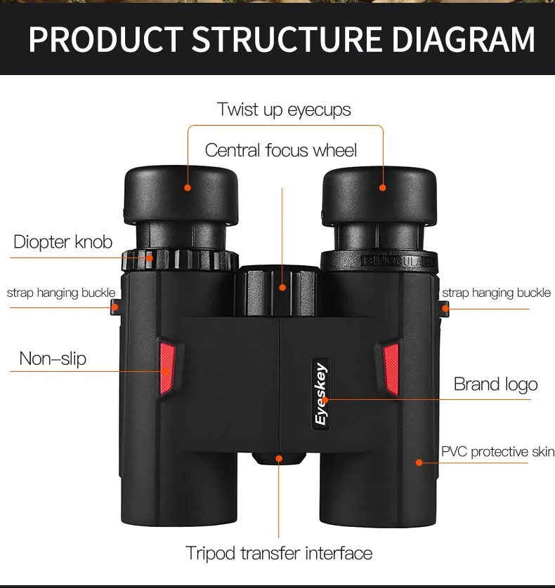 Eyeskey HD 8x32 компактный и портативный бинокль с Bak4 призмой профессиональный телескоп Спорт на открытом воздухе Кемпинг Охота