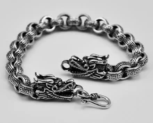 Thai 925 silver jewelry cross link dragon vintage thick bracelets Chain & Link bracelets