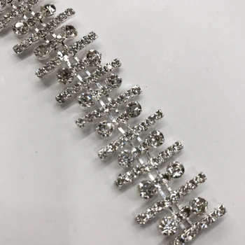 

New Clear Rhinestones Applique Trim Cristal Strass Beaded Chain Trim For Costume Design, Bridal Shoes, Sash Belt
