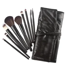 9pcs Makeup Brushes Cosmetics Set Powder Foundation Eyeshadow Eyeliner Lip Brush Tools pincel maquiagem With Black Leather Case