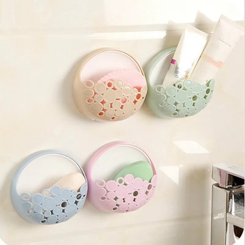 

New ColorToilet Suction Cup Holder Bathroom Kitchen Soap Shelf Dish Home Soap Holder Tray Wall Holder Make Up Storage Box