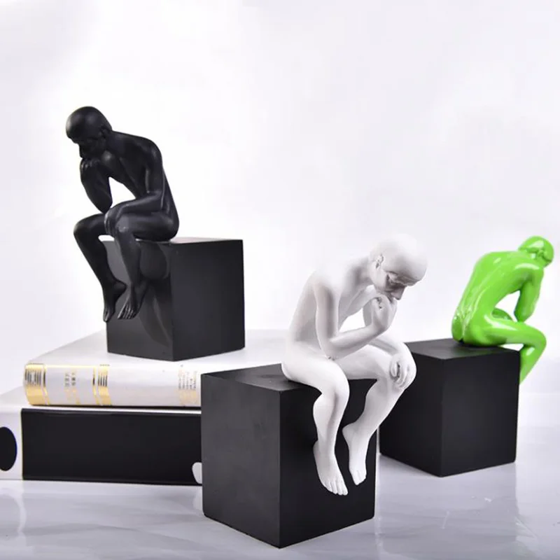 1 пара Творческий дизайн рисунка Thinker смолы книгодержатель полка держатель
