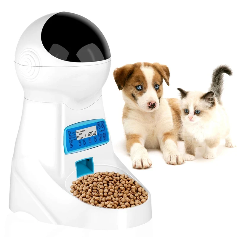 

Automatic Feeder With Voice Recording Dispensers Smart Dogs Cats Food Dispenser Puppy Kitten Feeding Bowl 4 times One Day