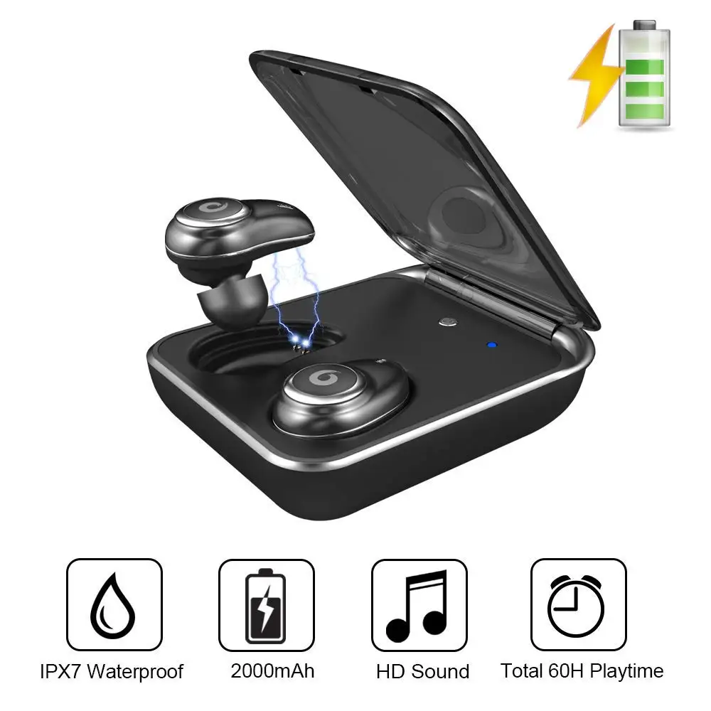 GUSGU TWS auricular Bluetooth inalámbrico auriculares V5.0 en la oreja del deporte auriculares con banco de potencia y micrófono manos libres - 2