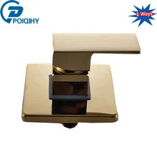 Poiqihy золотой 1 способа душ Клапаны латунь Средства ухода за кожей одной ручкой смеситель для душа Управление Клапаны квадратной пластины смесителя