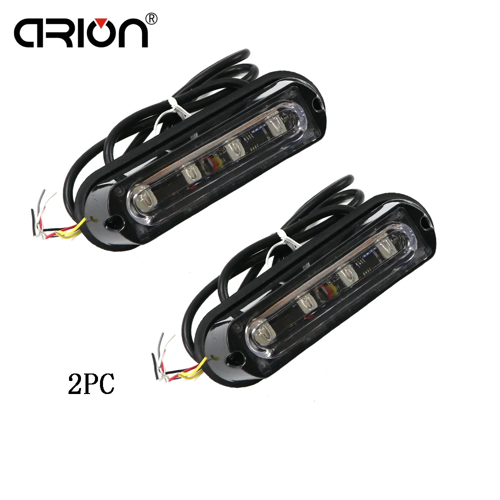 

2Pcs 4 LED Vehicle Flashing Grill Lights Bar Strobes Warning Recovery Emergency Strobe Flash Lamp Yellow Red Blue Amber White