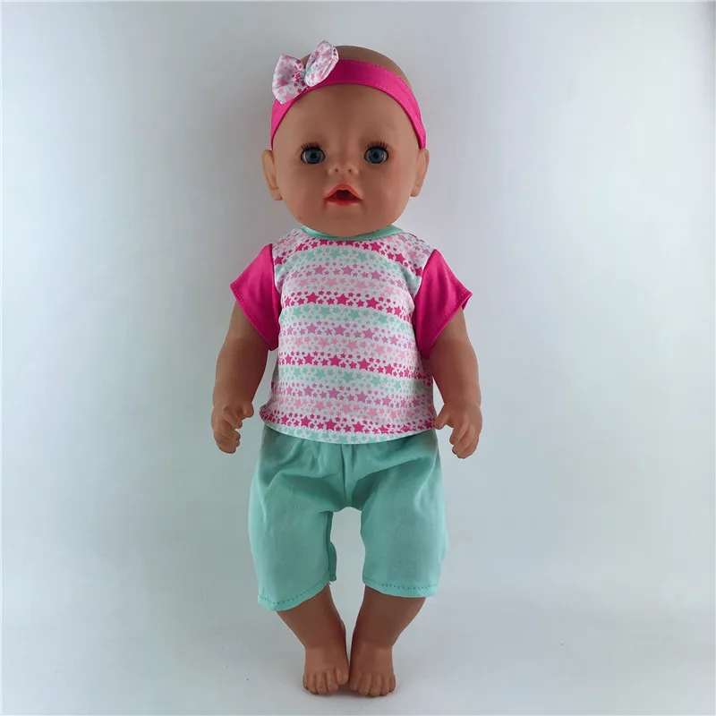 Headband+Short sleeves+pants Suit Wear for 43cm Baby new born Doll clothes Children best Birthday Gift | Игрушки и хобби